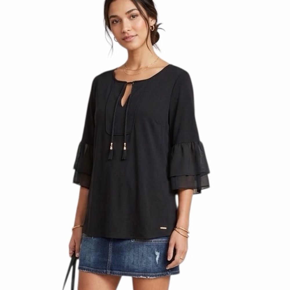 Ellen Tracy Black Blouse Size L‎